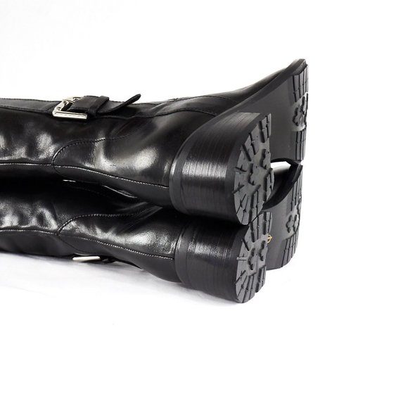 Cole Haan Black Leather Knee-High Boots - Picture 6 of 8